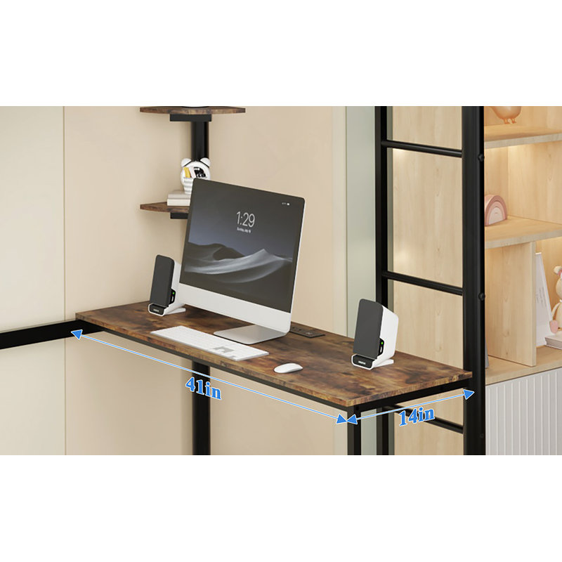 Metal Frame Loft Bed with Storage