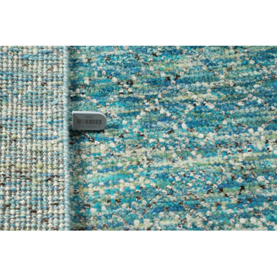Hand-Knotted High-Quality Blue and Beige Runner