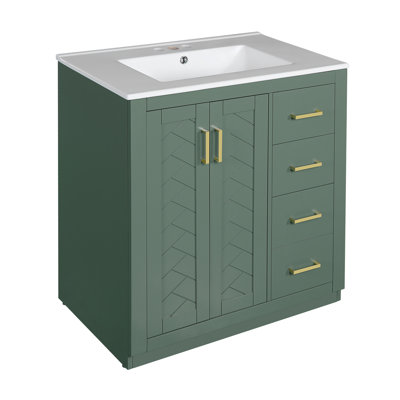 30'' Single Bathroom Vanity With Ceramic Sink Combo
