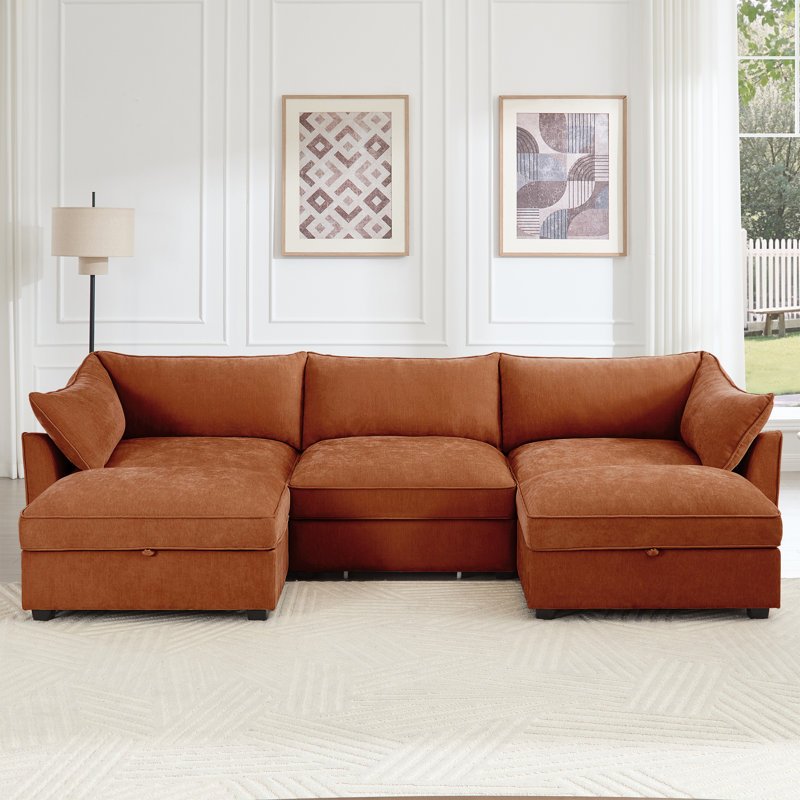 Canapé modulaire confortable en chenille de style moderne et luxueux