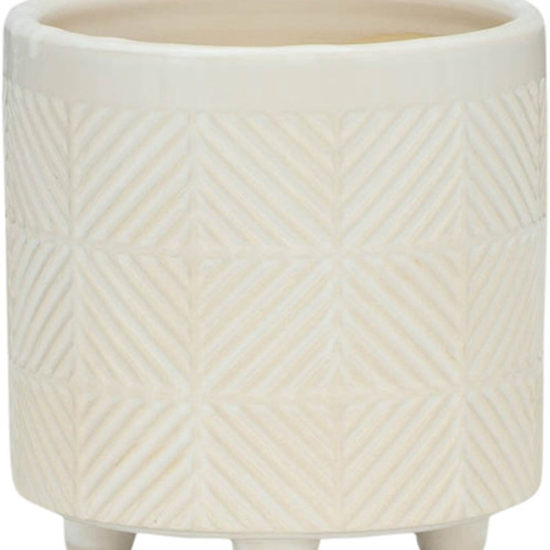 S/2 6/8" TEXTURED PLANTERS, White