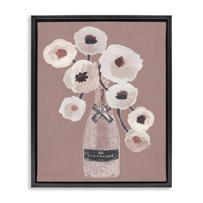 «White Poppies Champagne», art mural encadré par Reinders