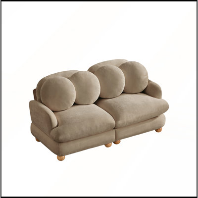 Comfy Chenille Loveseat Sofa, 2-Seater Deep Seat Couch with 4 Throw Pillows, Solid Wood Frame for Living Room  Bedroom
