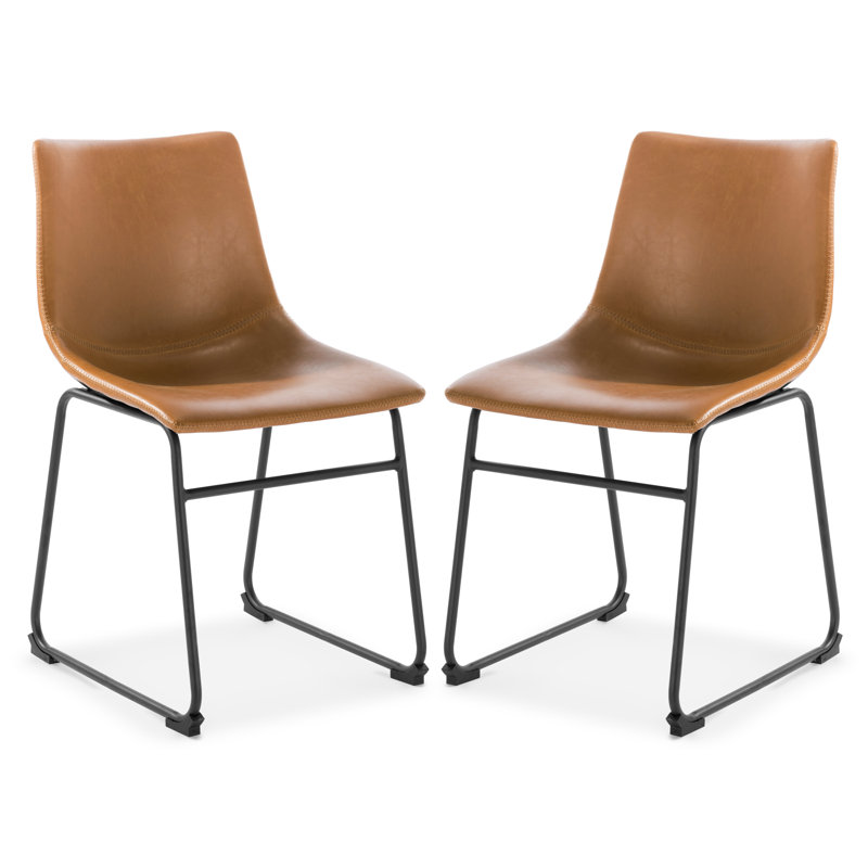 Chaise Bela, Simili cuir brun clair