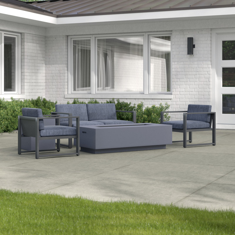 Alexios 4 - Person Patio Conversation Set with Cushions, Dark Gray