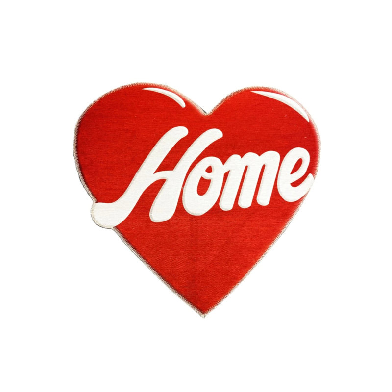Heart-Shaped Home Script Decorative Washable Carpet, Novelty 3'4" x 3'4"
