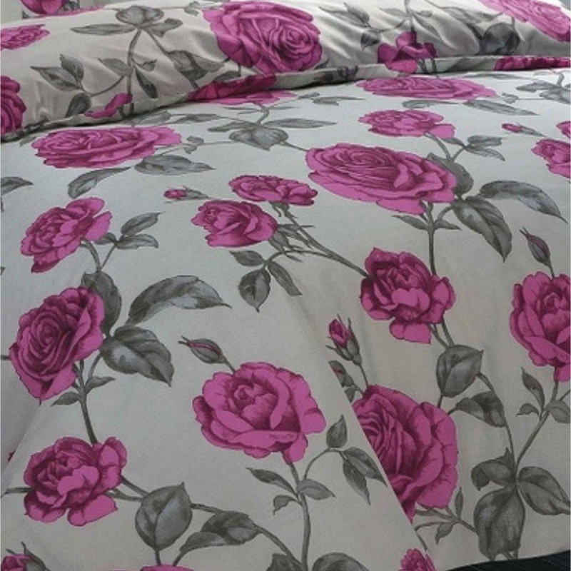 Aribella Cotton Blend Floral Bedding with Pillowcases, Super King Duvet Cover Set + 2Standard Pillowcases