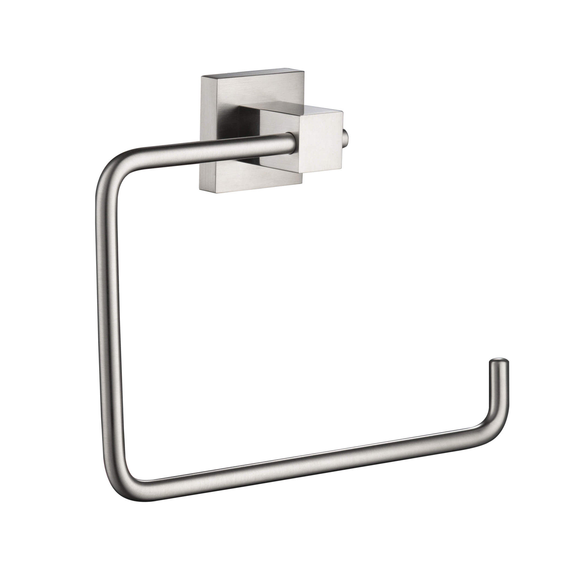 Cube Bathroom Towel Ring, Brushed Nickel
