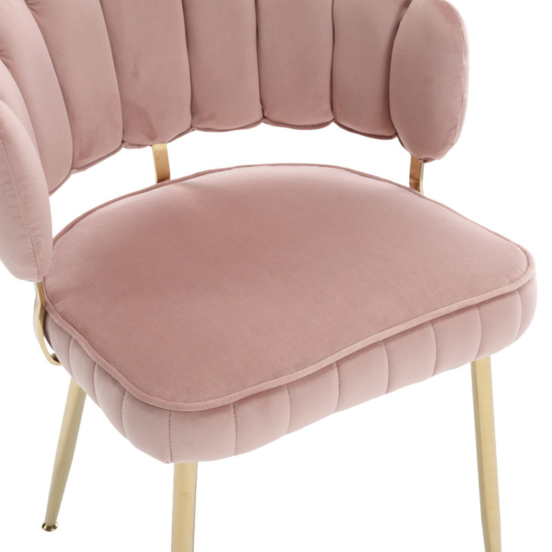 Chaise de salle à manger en velours, Rose