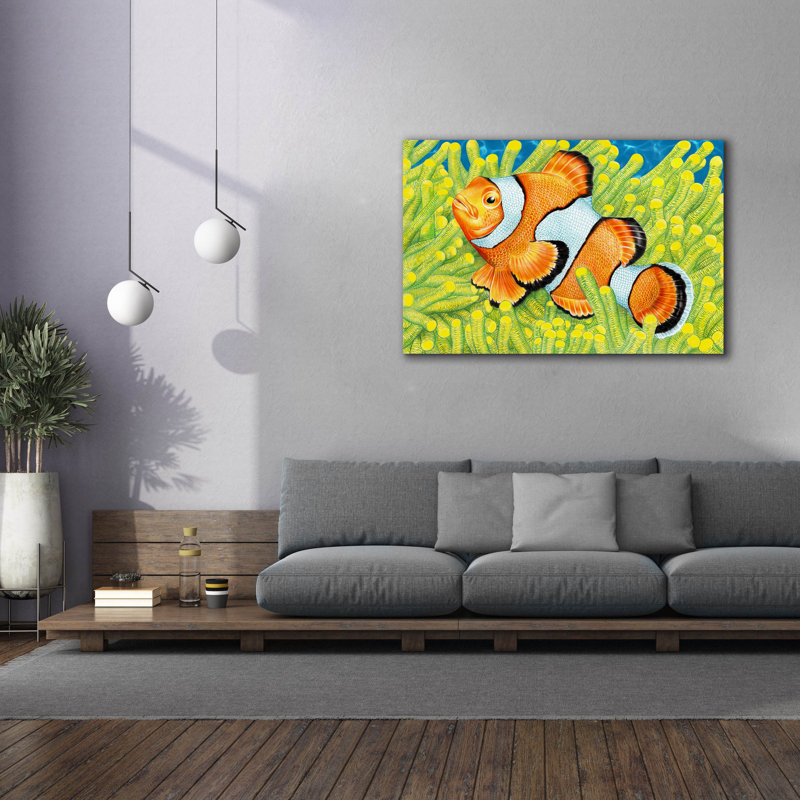  «Clownfish with Context» par Tim Jeffs, art mural sur toile, 60 po x 40 po, H 40 po x l 60 po