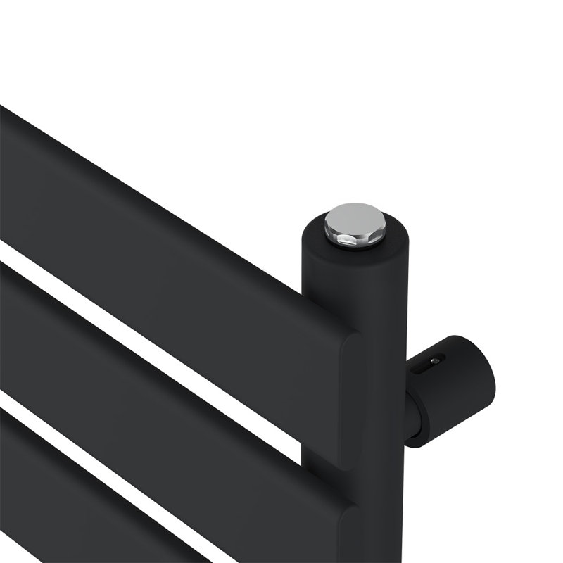 Carramar Flat Panel Towel Rail Heated Towel Rails, Black, 65cm H x 40cm W x 6.2cm D