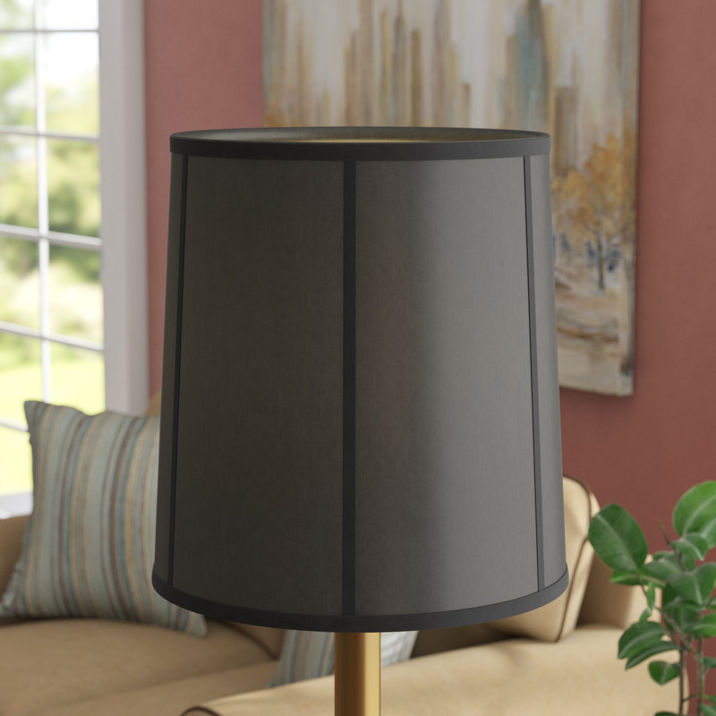 17'' H x 16'' W Silk Drum Lamp Shade, Black