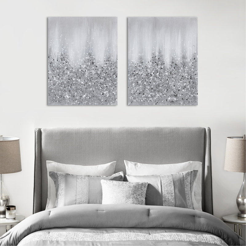 Art sur toile, très embelli de paillettes et de pierres, brossé à la main, 22 x 28 po, art d'intérieur,