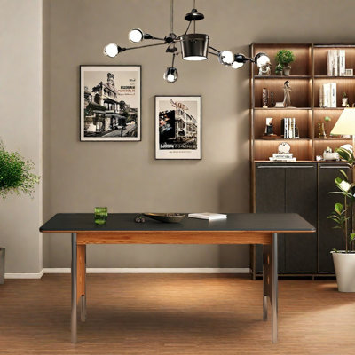 Retro-style rectangular stainless steel table
