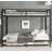 Metal Bunk Bed with Trundle, Black-114313891