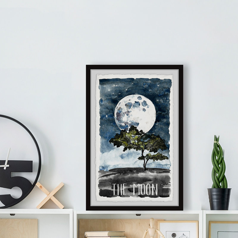 Stars and Full Moon 1 Piece Single Picture Frame Painting, 91cm H x 61cm W x 3.81cm D