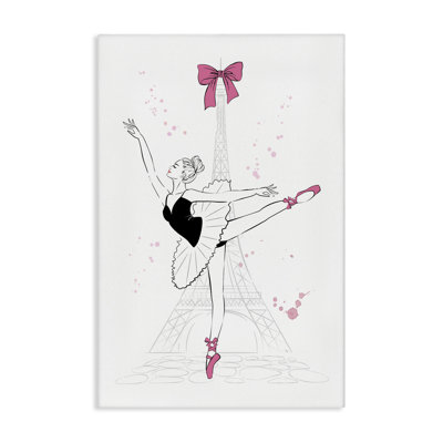 Ballerine et tour Eiffel, art mural sur toile par Martina Pavlova