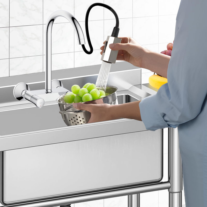 Évier utilitaire commercial en acier inoxydable, évier de préparation à cuve simple autoportant pour bar de buanderie