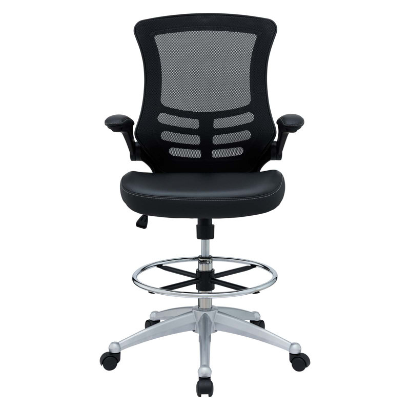 Black Mesh and Vinyl High Back Swivel Drafting Chair