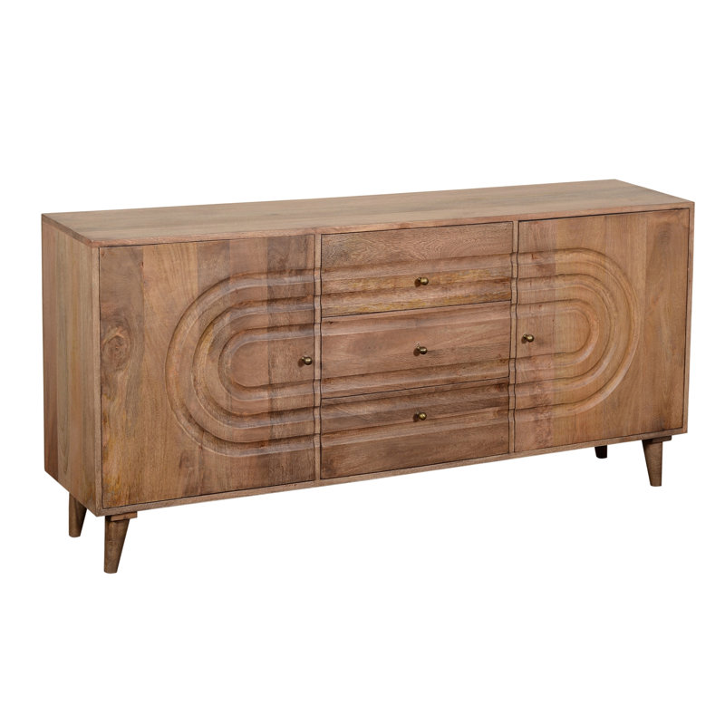 Buffet en bois de manguier à 3 tiroirs de 70 po de largeur Breannie