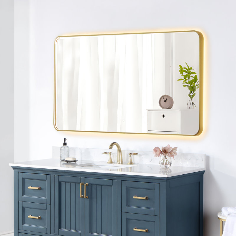 Miroir de salle de bain Digo, 30 po x 60 po, Or brossé