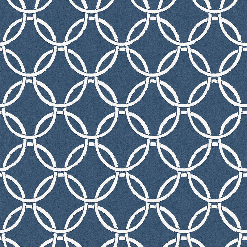 Rouleau de papier peint L 33 pi x l 20,5 po Tetbury Ring Ogee, Bleu