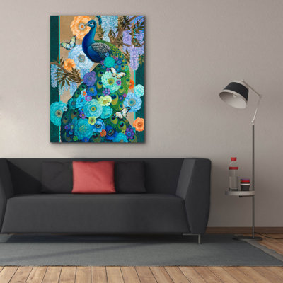 «Floral Peacock» par David Galchutt, art mural sur toile