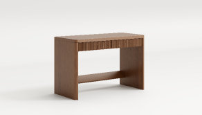 Bureau à façade cannelée avec tablette de rangement ouverte