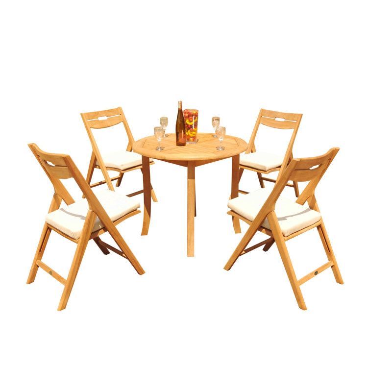 Surfliner Outdoor 6 - Piece Teak Dining Set, 4, 95" x 52" x 31.5"