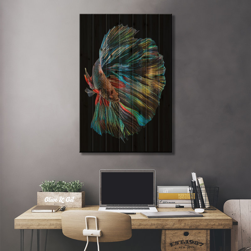 Le poisson Betta, H 26 po x l 18 po x P 1,5 po, Bois