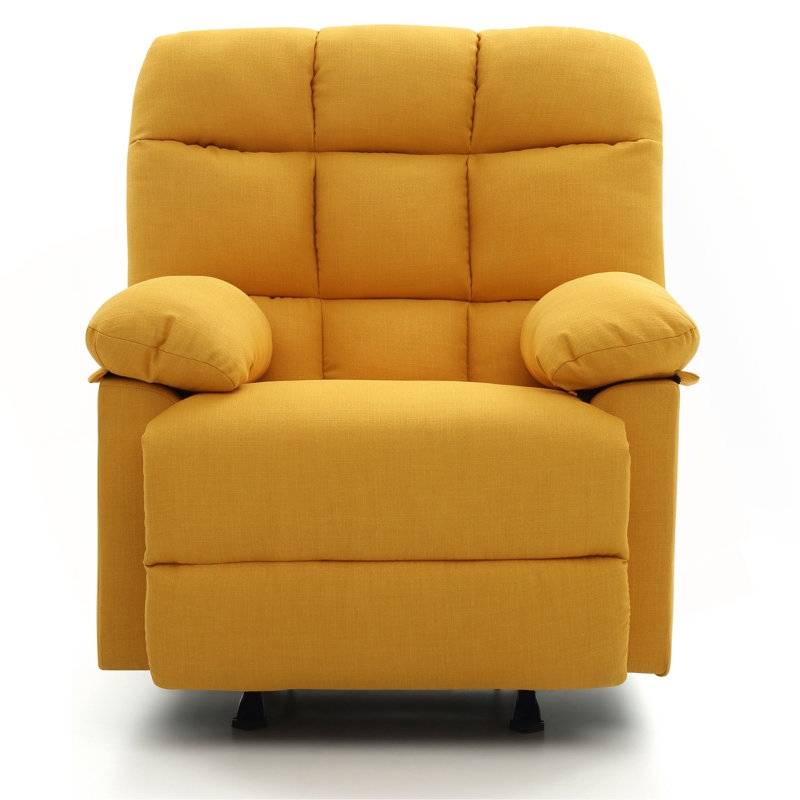 Fauteuil inclinable moderne jaune avec accoudoirs rembourrés, Jaune