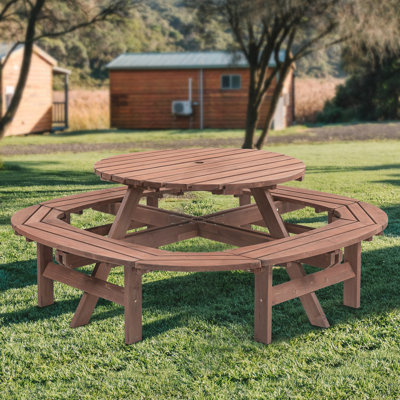 Ensemble de pique-nique rond avec tabouret intégré