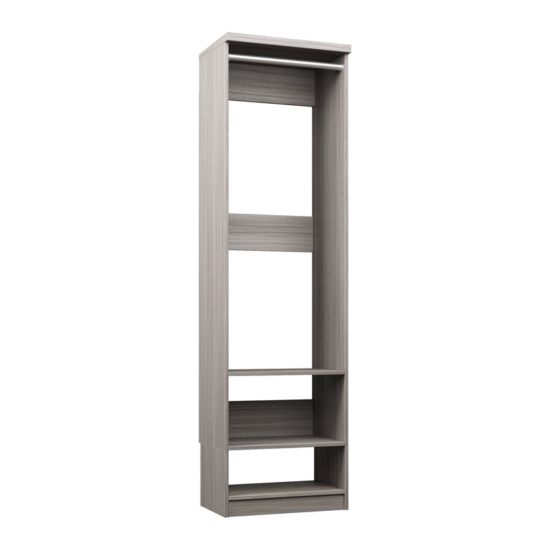 Grey Oak 22.5" Floor-Mounted Closet Section with 1 Clothing Rod & 2 Shelves, 22.5, Grey Oak