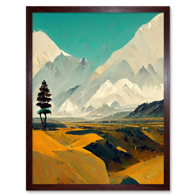 Lone Tree Snowy Mountain Abstract Landscape - Print