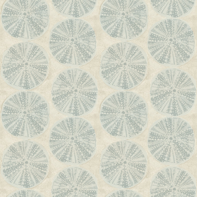 Rouleau de papier peint biscuit de mer L 33 pi x l 20,5 po Waveland, Turquoise