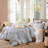 MooMee Gingham Duvet Cover Set 100% Washed Cotton Linen Like Lightweight-121504781-121465077