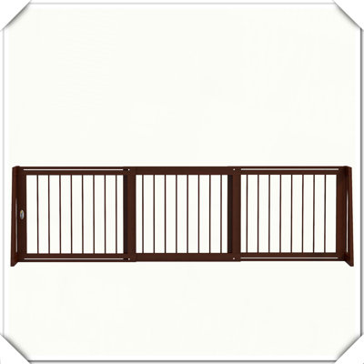 Wooden Freestanding Pet Gate with Retractable Design Support Feet Mats