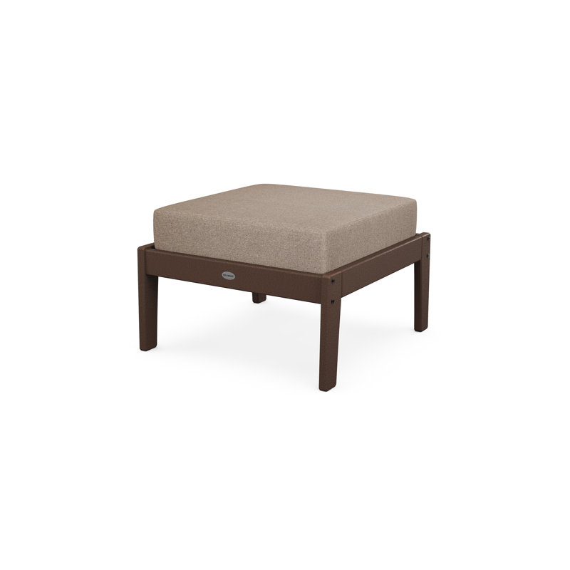 Deep Seating Ottoman, Mahogany Frame/Spiced Burlap Cushion