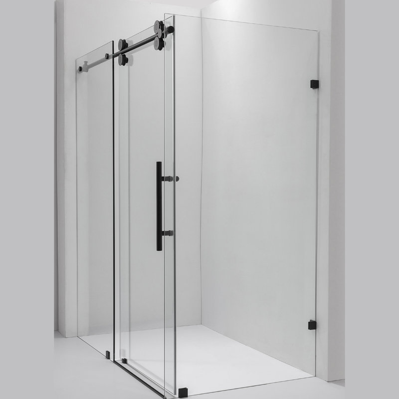 Cabine de douche rectangulaire sans cadre l 68 po x P 36 po x H 78 po, Noir mat