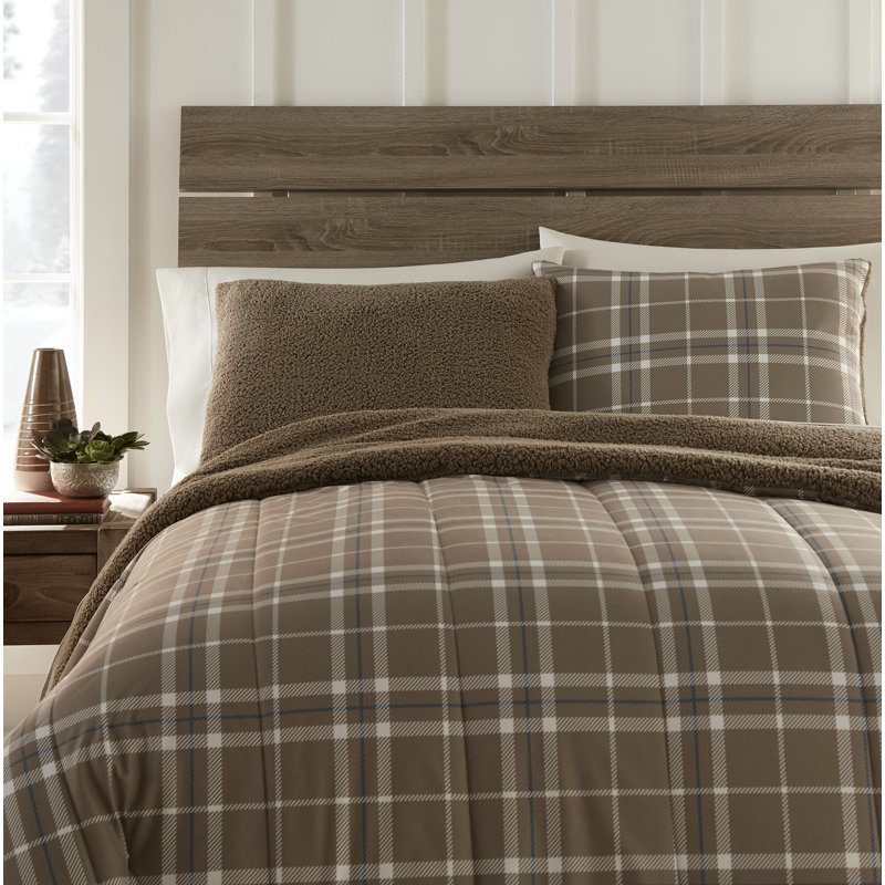 Ensemble d'édredon inversé en sherpa Micro Flannel®, Édredon pour lit simple + 1 taie décorative stan
