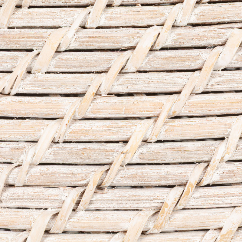Decorative Hand-Woven Rattan Storage Baskets with Lids, White Washed