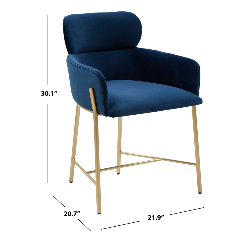 Tighe 19.3'' H Upholstered Armchair, Navy, Gold