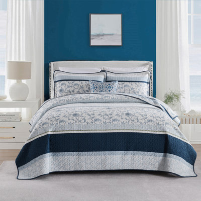 Ensemble de courtepointe en coton matelassé à motif floral