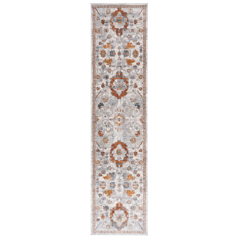 Tapis gris ivoire / rouille Heirloom 724, Tapis de couloir 2 pi x 8 pi