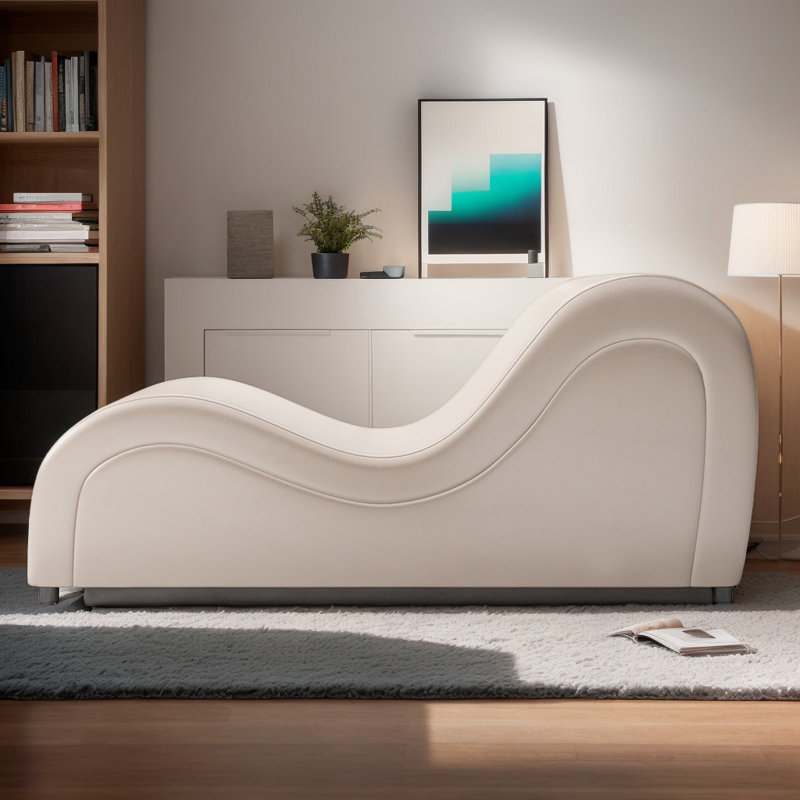 Méridienne courbée en simili cuir Wrought Studio, Beige