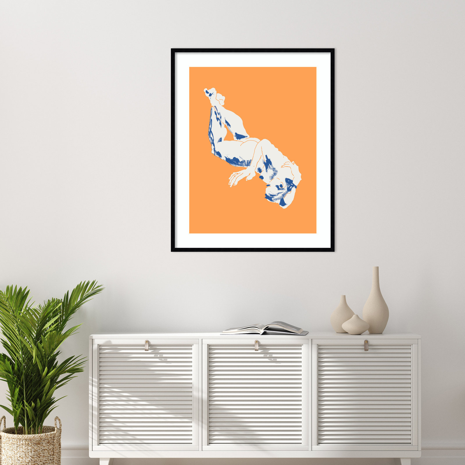 Nude Orange by Nantucket Wood Framed Wall Art Print, 41" H x 33" W, Black