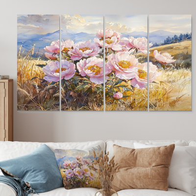Montagne, pivoines II - Meadow Art - ensemble de décorations murales traditionnelles