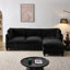 Canapé modulaire 96,5 po pour salon, canapé rembourré en tissu de chenille doux, canapé 3 places avec repose-pieds en L noir-129519958-129519961