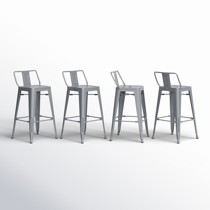 Devan Silver Metal Counter Height Bar Stools Set of 4