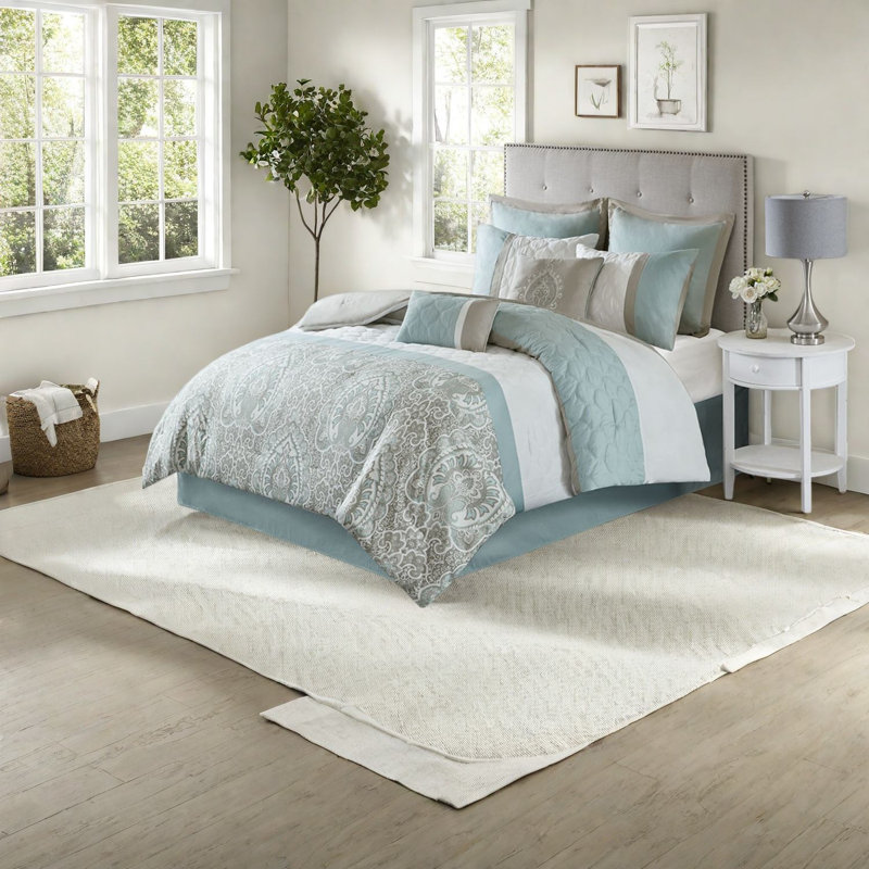 Ensembles de literie de luxe 8 pièces, style damassé en polyester pour la maison